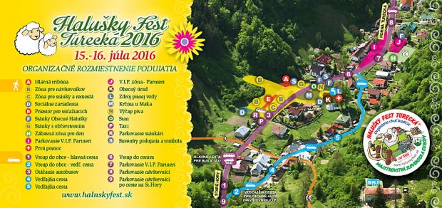 Mapa podujatia HALUSKY FEST 2015 Turecká - slovensky